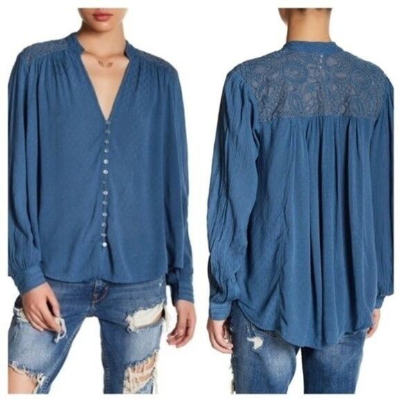 2 for $30 FREE PEOPLE Canyon Rose Pleasant Blouse - Picture 1 of 8